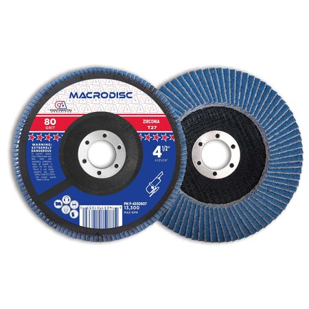 CONTINENTAL ABRASIVES 4-1/2" x 7/8" 80 Grit T27 Zirconia Standard Flap Disc F-4550807